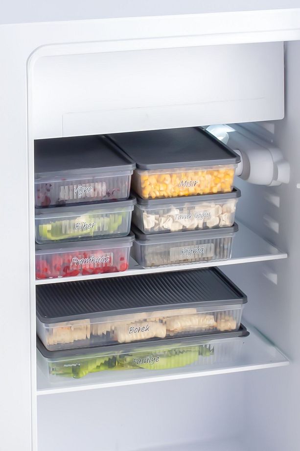 12li Etiketli Buzdolabı Organizer Mikrodalga Ve Derin Dondurucuya Uygun Buzluk Saklama Kabı-2lt