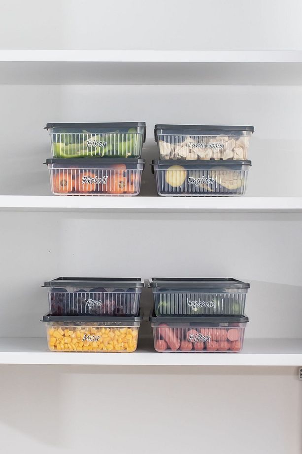 12li Etiketli Buzdolabı Organizer Mikrodalga Ve Derin Dondurucuya Uygun Buzluk Saklama Kabı-2lt