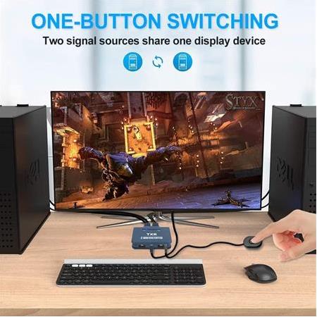 Alfais 4732 Hdmi Kvm Switch 2 Port Usb 2 PC Tek Kasa Klavye Mouse Kontrol Çoklayıcı