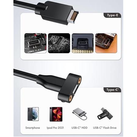 Alfais 4661 USB type e to type c TYPE-E to TYPE-C 20 pin çevirici kablo