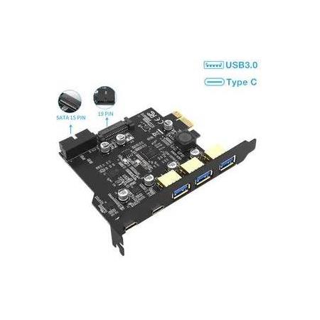 Alfais 4721 Pci-e Express Usb 3.0 Type C 3.2 Çoklayıcı Riser Kart