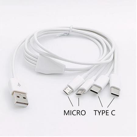 Alfais 4758 4 in 1 Şarj Kablosu 2x Type-C 2x Micro USB Çoklayıcı 1 Metre