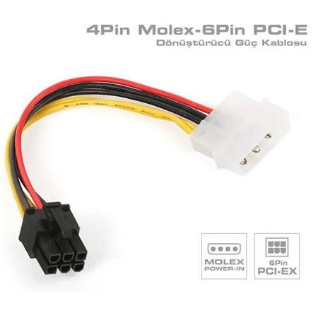 Alfais 4978 Molex 4 Pin 6 Pin Pci-e Dönüştürücü Ekran Kartı Güç Power Kablosu