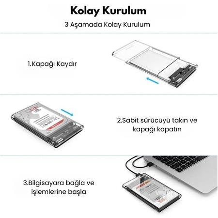Alfais 4266K 2.5” HDD/SSD USB 3.0 to SATA Dönüştürücü Harici Şeffaf Taşınabilir Kutusu