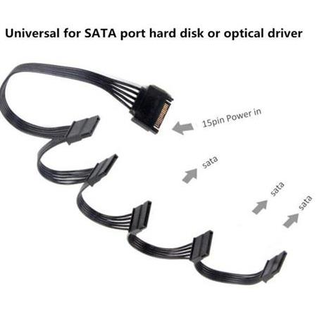 Alfais 4977 Molex Sata To 5x Power 15 Pin Hard Disk Hdd Güç Çoklayıcı Kablosu
