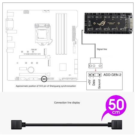 Alfais 4847 Argb Rgb Led 3 Pin 11 Port 5V Sata Power Güç Fan Çoklayıcır Şerit Hub Kablo Splitter
